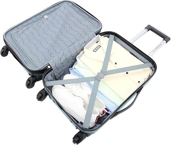 Travelers Club Chicago Hardside Expandable Spinner Luggage, Teal, 5 Piece Set