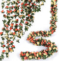 8 Pcs x 8.2 ft Flower Garland Artificial Rose Vine Flowers with Green Leaves Hanging Fake Roses Vine for Room Party Home Wedding Birthday Christmas Wall Arch Decor, Champagne Flower