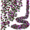 8 Pcs x 8.2 ft Flower Garland Artificial Rose Vine Flowers with Green Leaves Hanging Fake Roses Vine for Room Party Home Wedding Birthday Christmas Wall Arch Decor, Spring Purple Flower