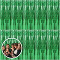 10 Pack Green Streamers Backdrop Jungle Party Decorations Foil Fringe Backdrop Curtains Photo Booth Backdrop for Birthday Dinosaur Animal St Patrick's Day Football Christmas Party Decorations