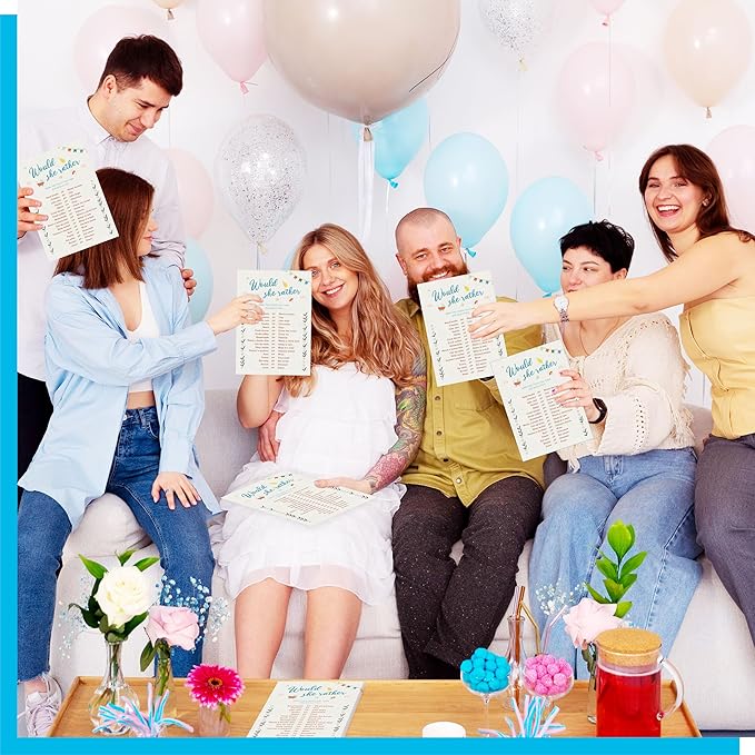 55PCS Baby Shower Game Cards, Would She Rather Bridal Wedding Shower Card Games Fun Baby Shower Party Games