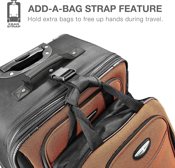 Travel Select Amsterdam Softside Expandable Luggage with Rolling Wheels, Orange, 2-Piece Set (15/21)