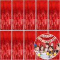 10 Pack Foil Curtain Backdrop Red Metallic Tinsel Foil Fringe Curtains Photo Booth Props for Birthday Wedding Engagement Baby Shower Bachelorette Christmas Holiday Celebration Party Decorations