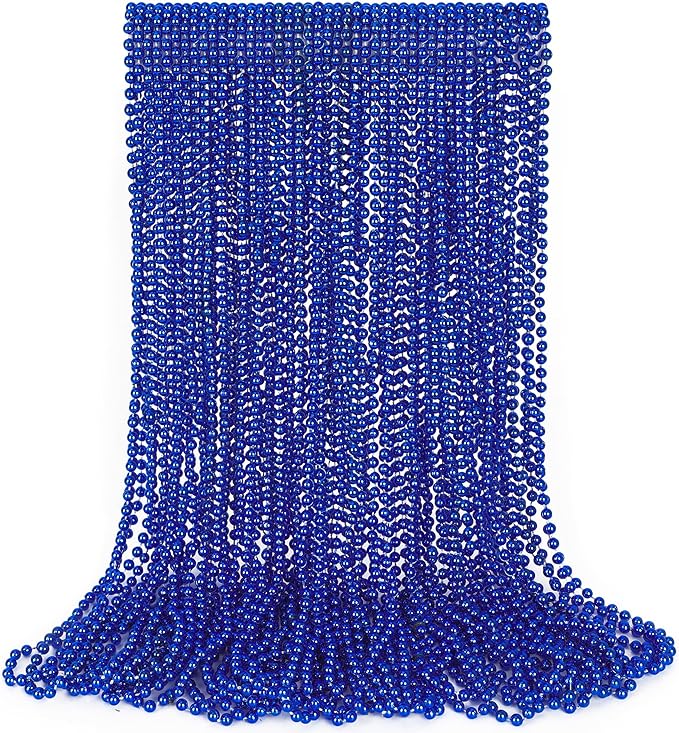30PCS Blue Beads Necklace, Mardi Gras Beads Necklaces Stuff, 33" Festival 4th of July Blue Accessories, Fourth of July Accessories Wedding Birthday Party Parade Throw Supplies Decorations