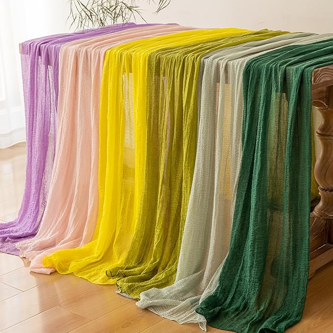 Keketoarrange 3pcs Spring Table Runner Lavender Gauze Rustic Boho Lilac Cheesecloth Grape Table Runner 120 Inch 10 FT for Wedding Baby Bridal Shower Birthday Party Long Sheer Easter Home Decorations