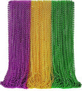 24PCS Mardi Gras Accessories, Mardi Gras Green Purple Gold Metallic Beads Necklaces Accessories Bulk, Mardi Gras Beads Necklace Costumes Women Men Kids for Parade Throws Party Decor Favor Supplies