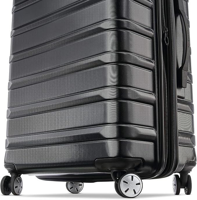 Samsonite Omni 2 24-Inch Medium Checked Hardside Luggage with 360° Spinner Wheels - Scratch Resistant Hardshell - TSA Lock - Expandable Polycarbonate Shell for Lightweight Travel - Midnight Black
