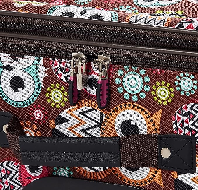 Rockland Jungle Softside Upright Luggage Set, Expandable, Owl, 4-Piece (14/29/24/28)